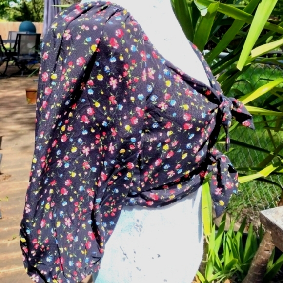 NWT🔥Anthropologie's Olivaceous Floral Off Shoulder Rayon Tie Blouse❤️Size M - Picture 6 of 14